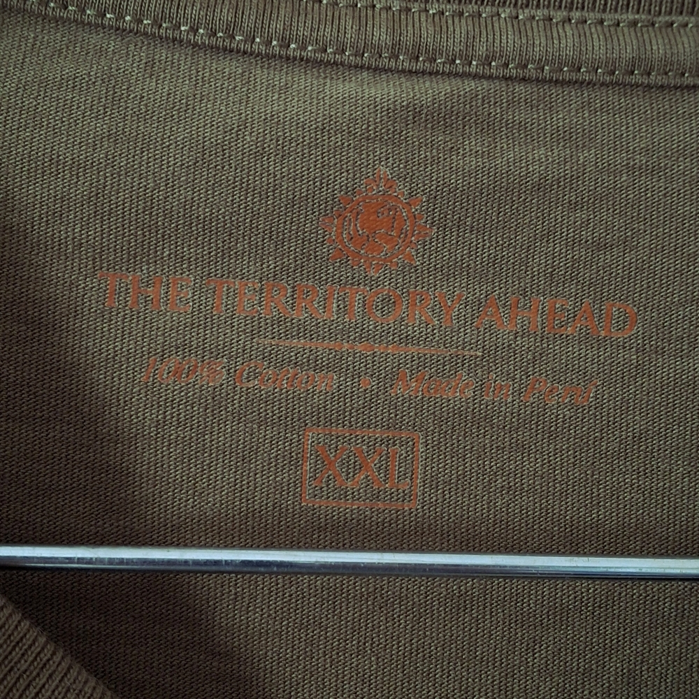 Territory Ahead T Shirt Mens XXL Pima 100% Cotton Short Sleeve Khaki Army Green - Picture 3 of 10